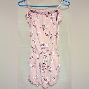 Guess-Floral Print On Blush-Tube Top-Romper-Size Small